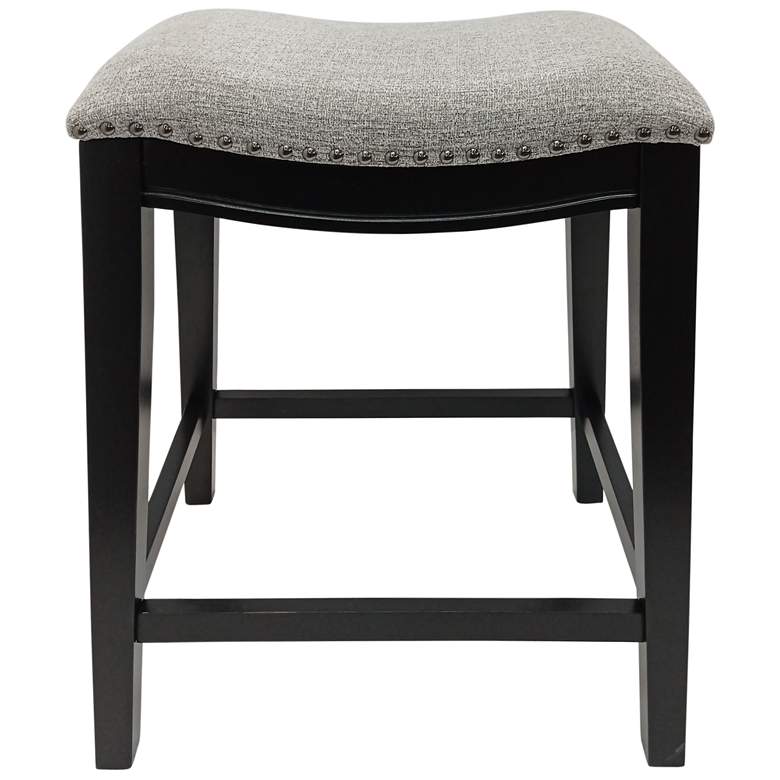 Image 1 Sawyer 25" Grey Chenille Upholstered Antique Black Counter Stool Set o