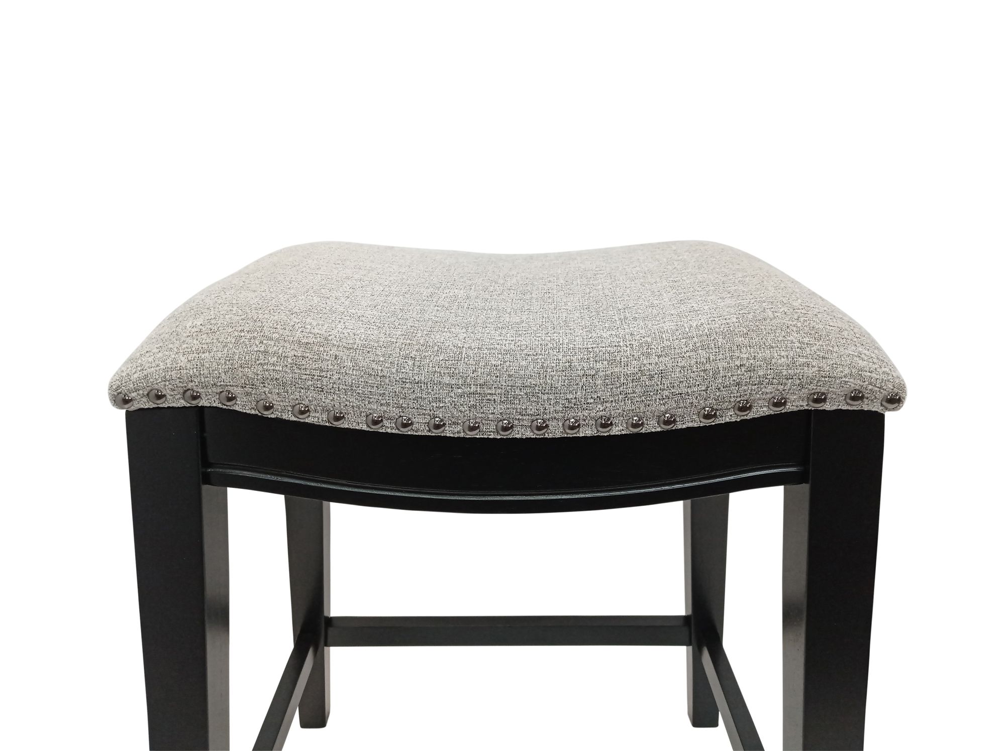 Image 4 Sawyer 25" Grey Chenille Upholstered Antique Black Counter Stool Set o more views