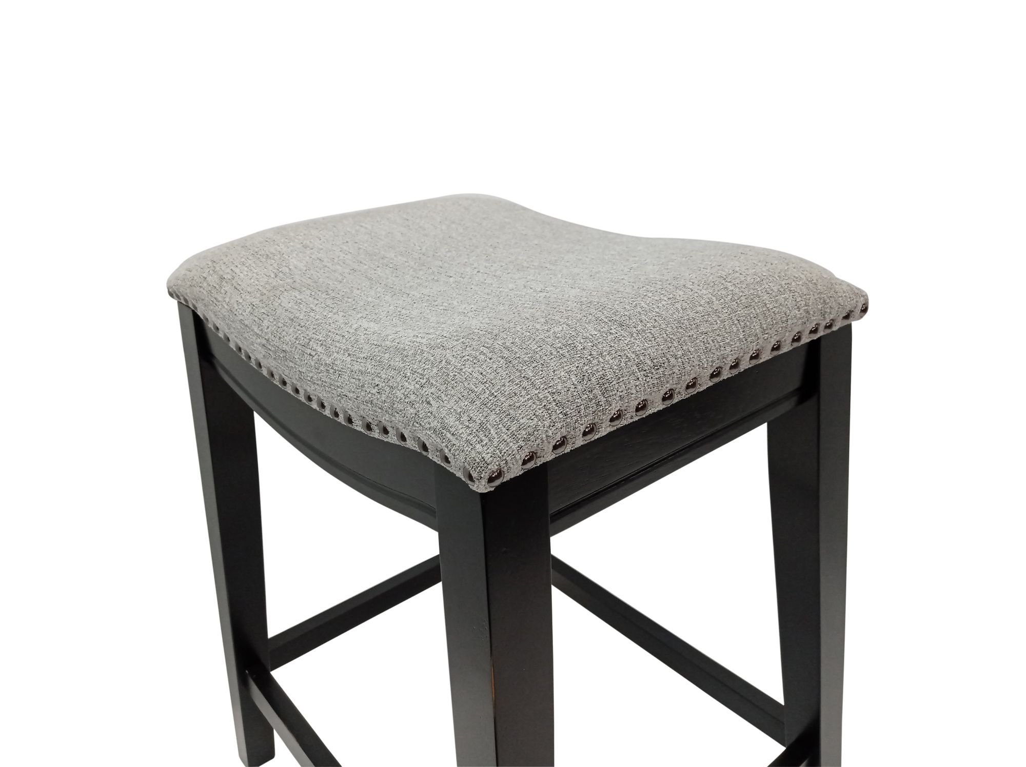 Image 5 Sawyer 25" Grey Chenille Upholstered Antique Black Counter Stool Set o more views