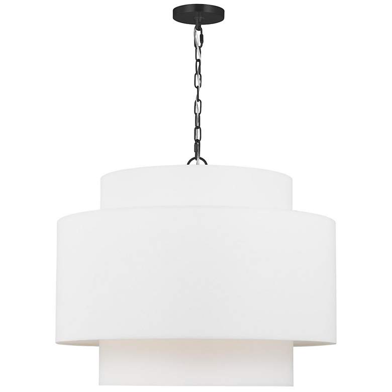 Image 1 Sawyer 26" Wide Midnight Black Pendant Light w/ Linen Shade
