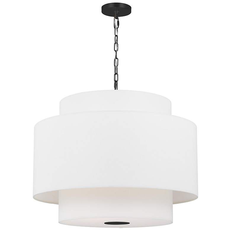 Image 4 Sawyer 26" Wide Midnight Black Pendant Light w/ Linen Shade more views