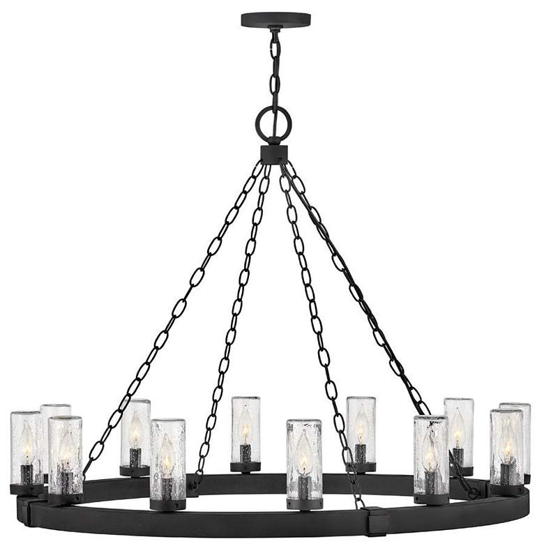 Image 2 Sawyer 28 1/2"H Black 12-Light Ring Outdoor Hanging Light