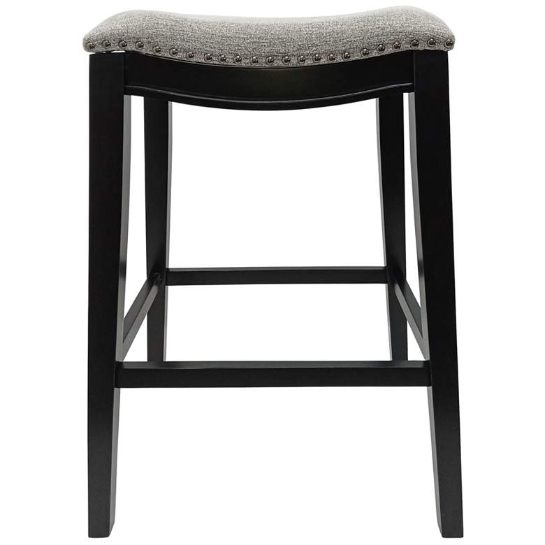 Image 1 Sawyer 30" Grey Chenille Upholstered Antique Black Saddle Barstool Set