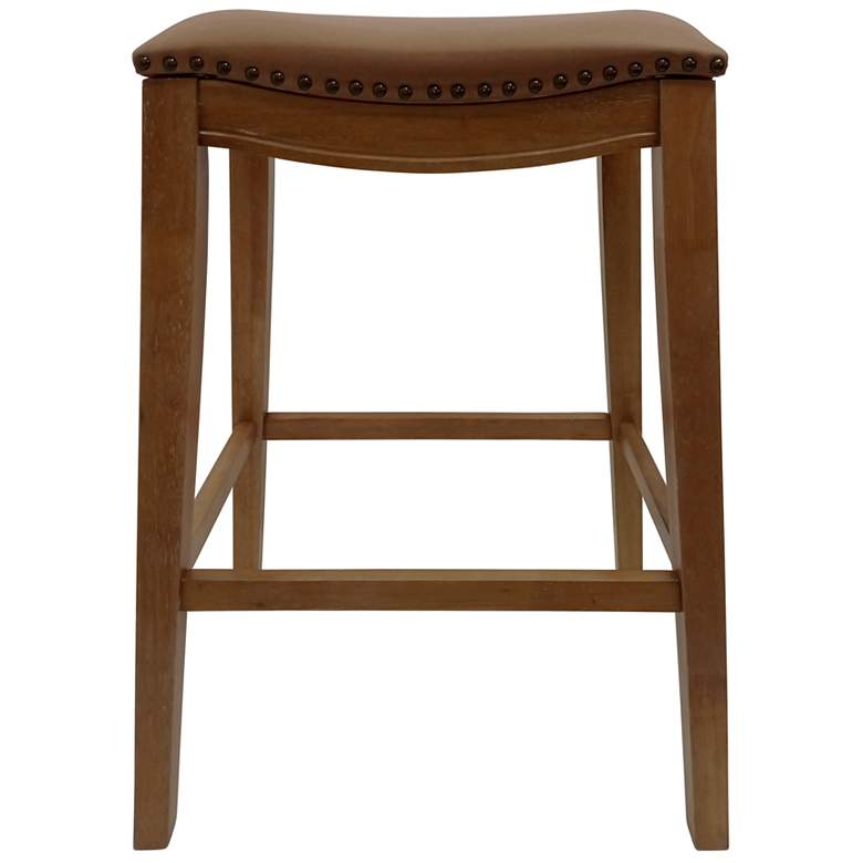 Image 1 Sawyer 30" Saddle Brown Upholstered Barstool Natural Oak Set of 2