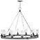 Sawyer 38"W Aged Zinc 12-Light LED Outdoor Ring Chandelier