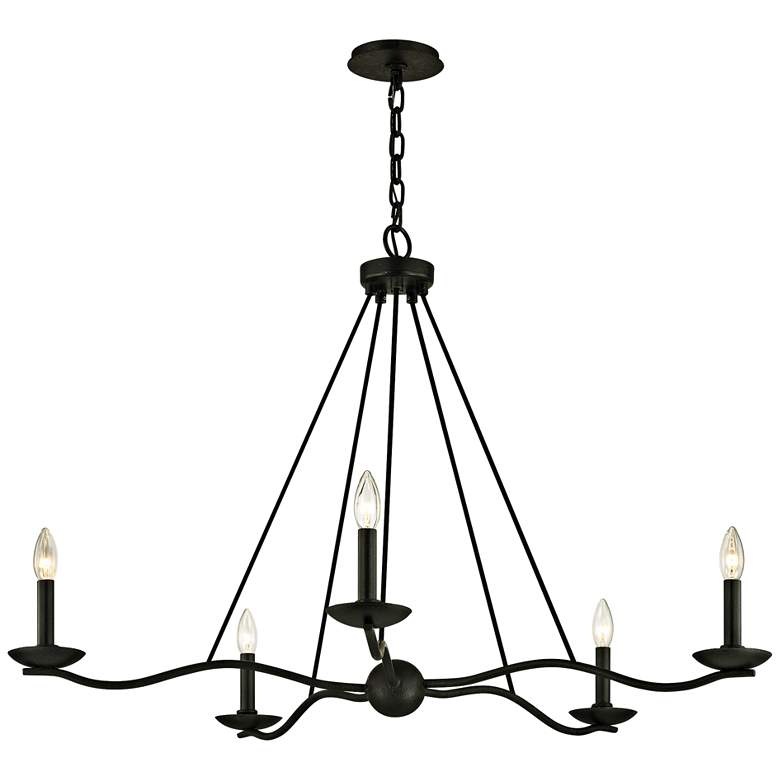 Image 2 Sawyer 40" Wide Forged Iron 5-Light Chandelier