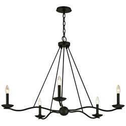 Sawyer 40&quot; Wide Forged Iron 5-Light Chandelier