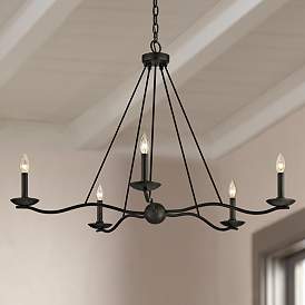 Image1 of Sawyer 40" Wide Forged Iron 5-Light Chandelier