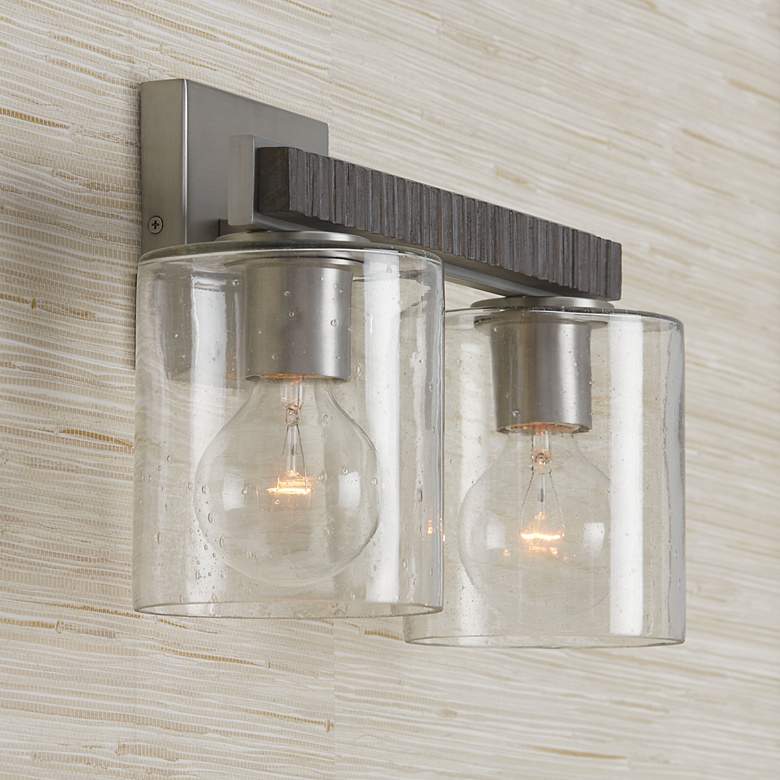 Image 1 Sawyer 9 1/4 inchH Matte Nickel Carbon Gray 2-Light Wall Sconce