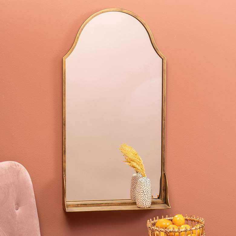 Image 1 Sawyer Antique Bronze 20" x 38" Wall Mirror with Shelf
