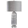 Sawyer Table Lamp - Mercury Finish With Crystal Base - Hardback Shade