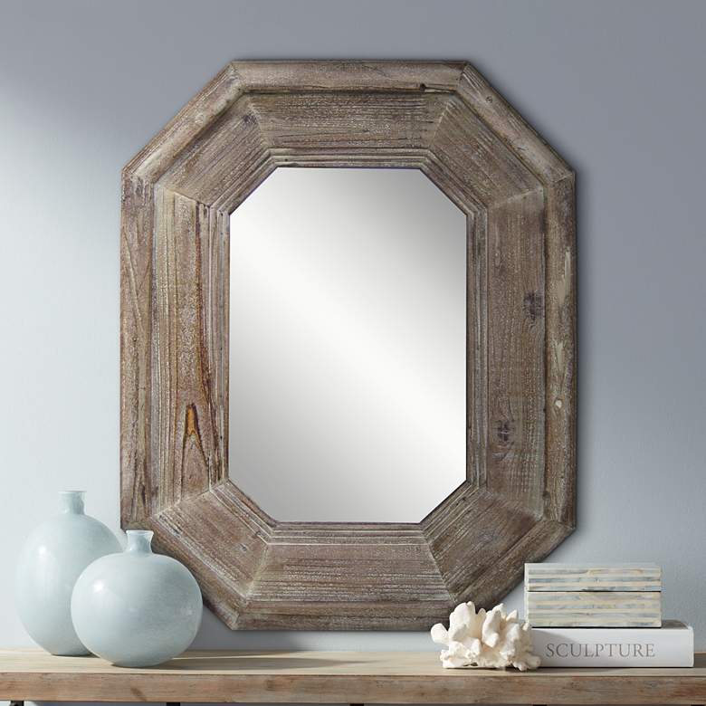 Image 1 Sawyer Wood 28 inch x 36 1/2 inch Octagonal Wall Mirror
