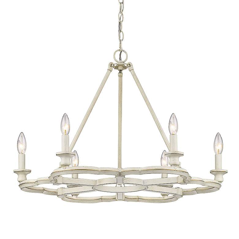 Image 1 Saxon 27 3/8 inch Wide French White 6-Light Chandelier