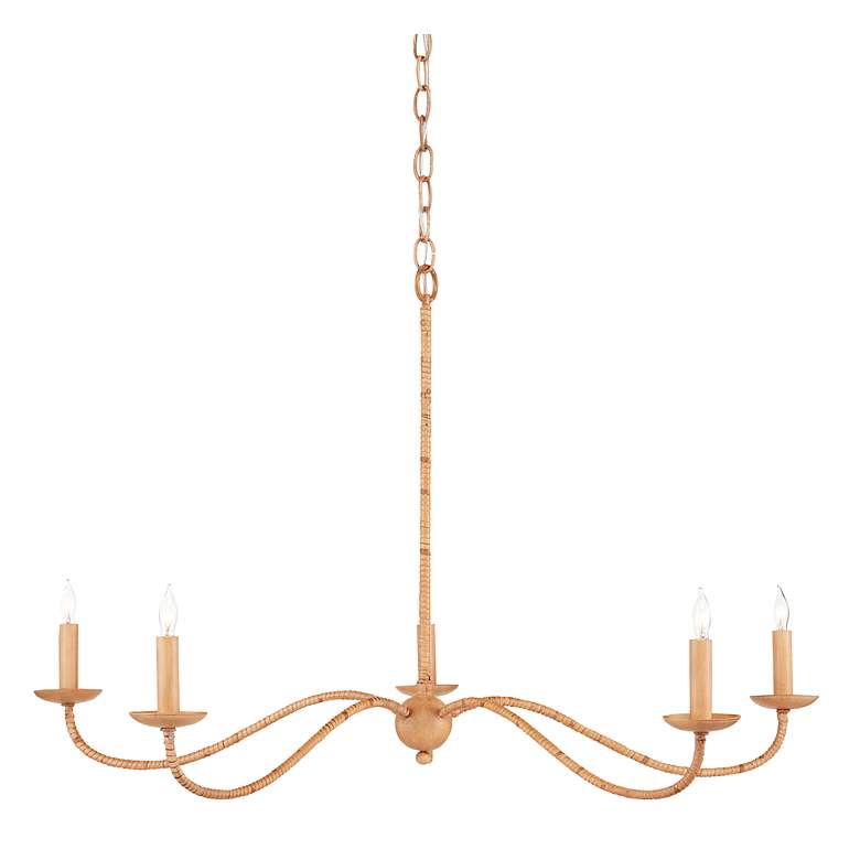 Image 1 Saxon 33 1/4 inch Wide Natural Rattan 5-Light Chandelier