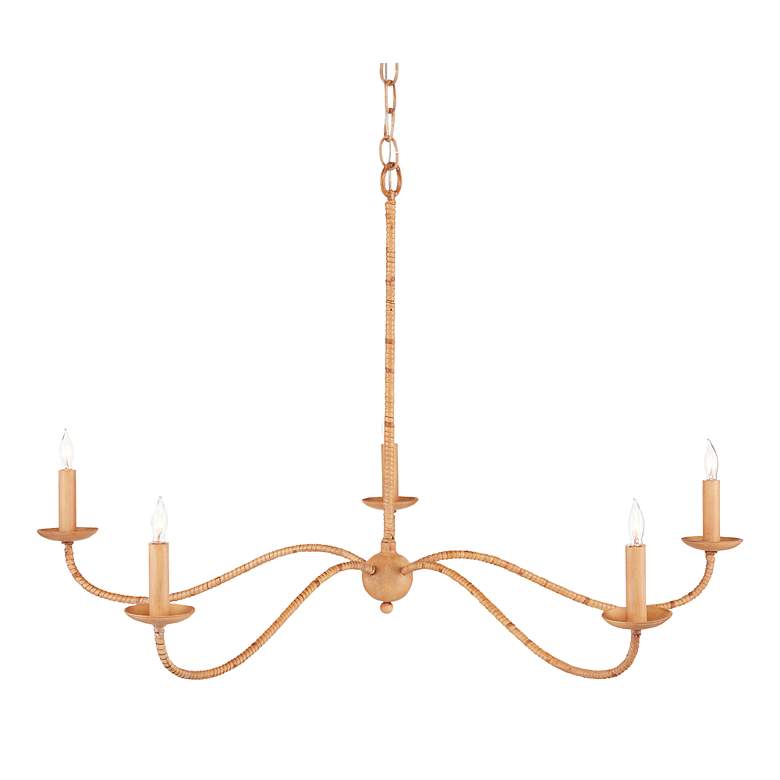 Image 3 Saxon 33 1/4" Wide Natural Rattan 5-Light Chandelier more views