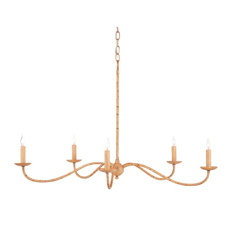 Image 4 Saxon 33 1/4" Wide Natural Rattan 5-Light Chandelier more views