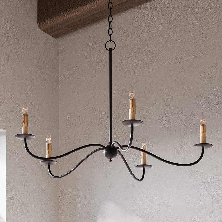 Image 1 Saxon 33 1/4" Wide Zanzibar Black 5-Light Chandelier