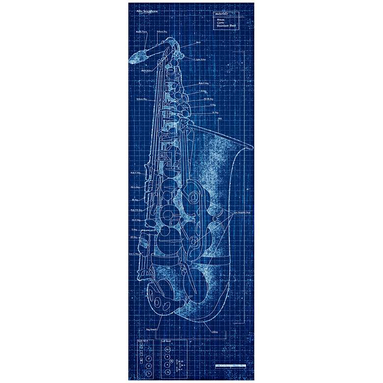 Image 1 Saxophone Blueprint I 36 inch High Giclee Glossy Wall Art