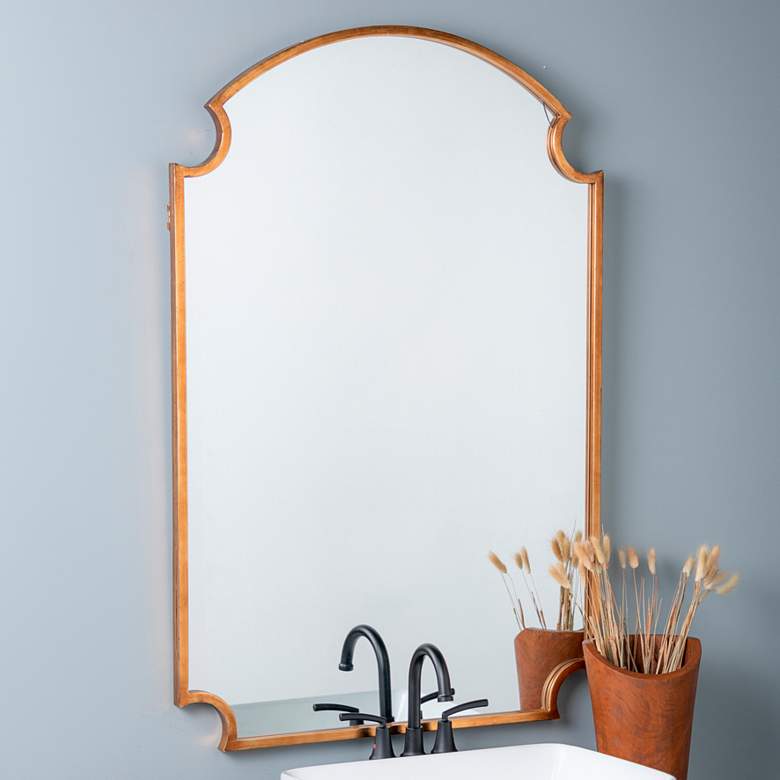 Image 1 Saxton Gold 27 3/4" x 42" Arched Rectangular Wall Mirror