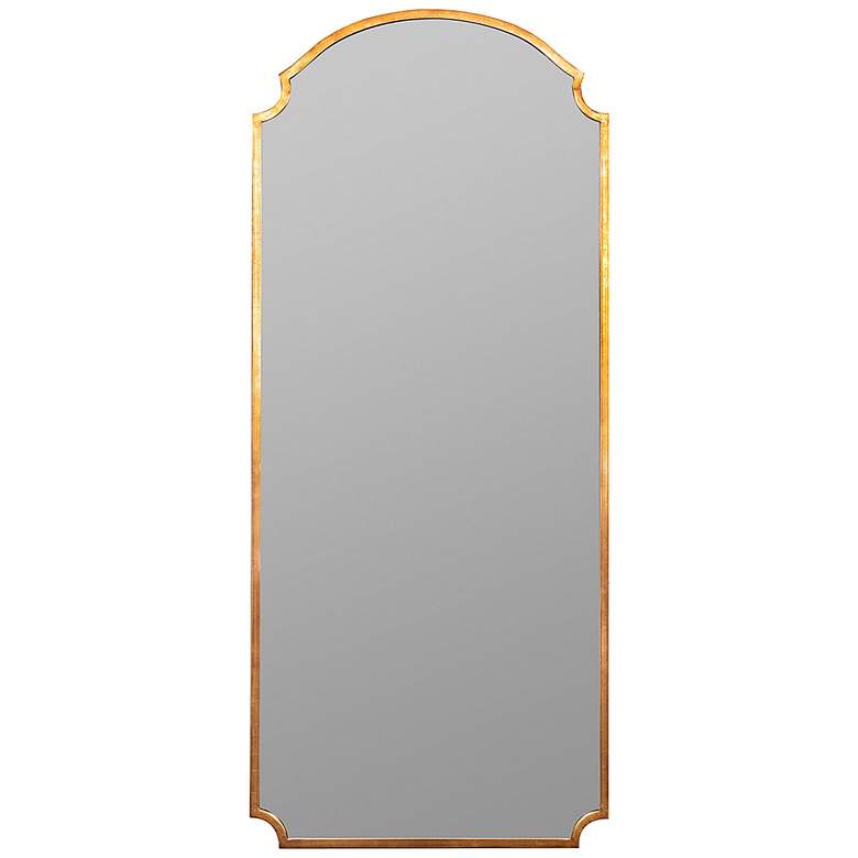 Image 2 Saxton Shiny Gold 30" x 70" Arched Rectangular Floor Mirror