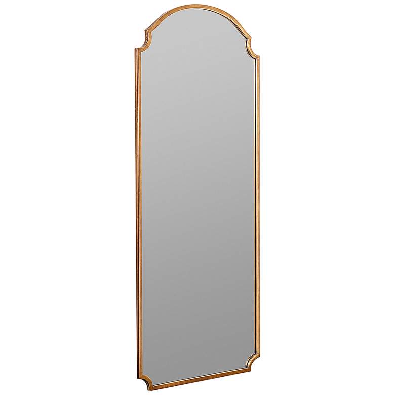 Image 4 Saxton Shiny Gold 30" x 70" Arched Rectangular Floor Mirror more views