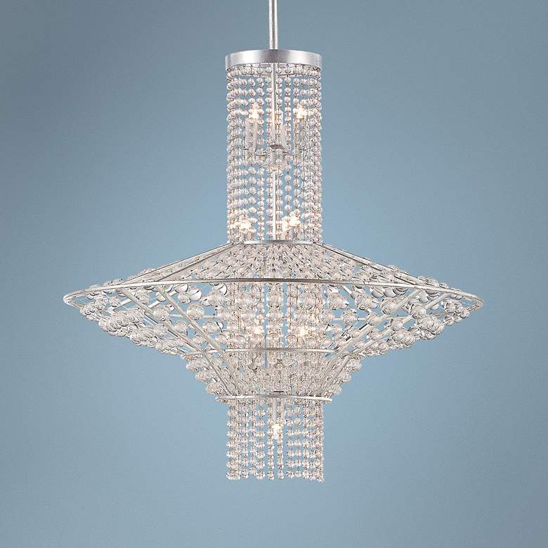 Image 1 Saybrook 24" Wide 10-Light Catalina Silver Beaded Pendant