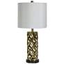1_Saylor 26" Plated Gold Woven Cylinder Cage Ceramic Table Lamp