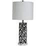 Saylor Nickel Plated Woven Cylinder Cage Ceramic Table Lamp