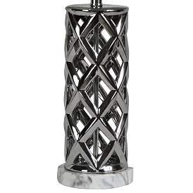 Image2 of Saylor Nickel Plated Woven Cylinder Cage Ceramic Table Lamp more views