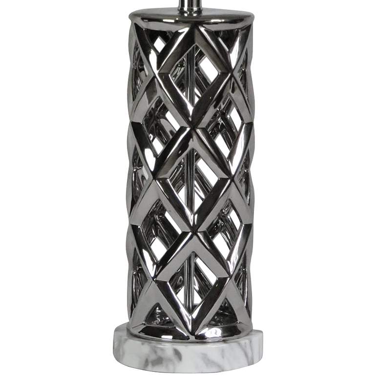 Image 2 Saylor Nickel Plated Woven Cylinder Cage Ceramic Table Lamp more views