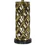 Saylor Plated Gold Woven Cylinder Cage Ceramic Table Lamp