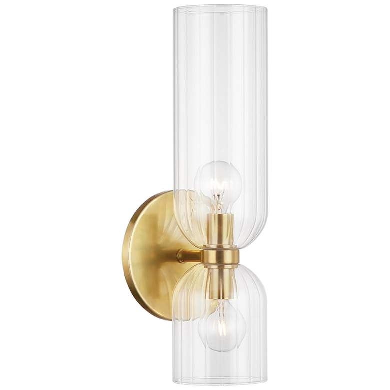 Image 1 Sayville 15 1/2" High Aged Brass 2-Light Wall Sconce