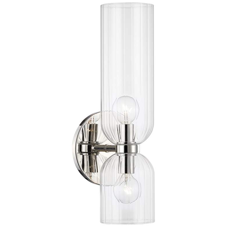 Image 1 Sayville 15 1/2" High Polished Nickel 2-Light Wall Sconce