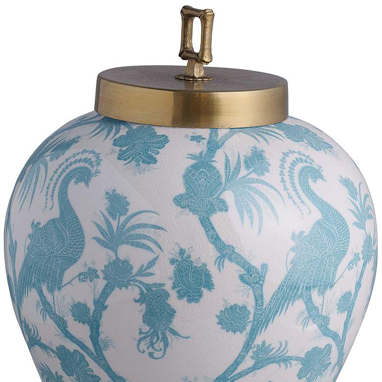 Image 2 Scalamandre Balinese Peacock Turquoise 15" High Lidded Jar more views