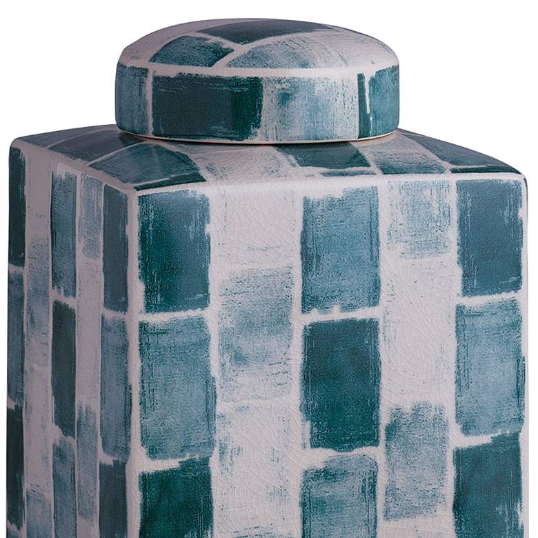 Image 2 Scalamandre Celadon Tile 13 inch High Tea Caddy w/ Lift-Off Lid more views