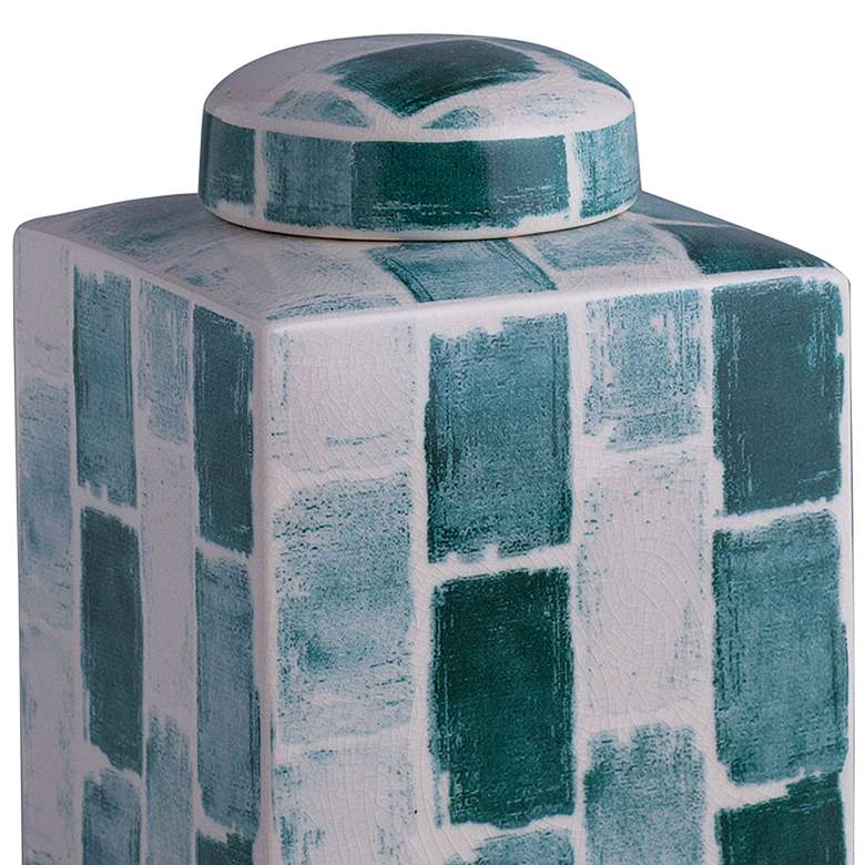 Image 2 Scalamandre Celadon Tile 16 inch High Tea Caddy w/ Lift-Off Lid more views