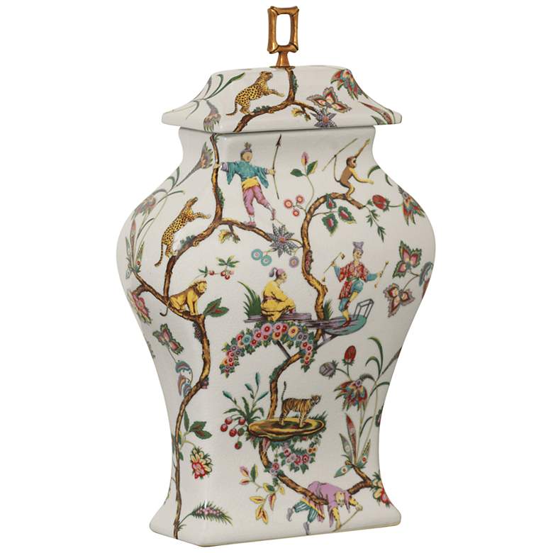 Image 1 Scalamandre Chinoise Multi-Color 20 inch High Narrow Lifted Jar