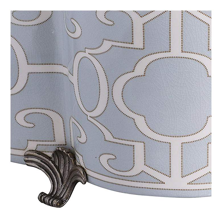 Image 3 Scalamandre Ming Fretwork Light Blue 14"W Quatrefoil Planter more views