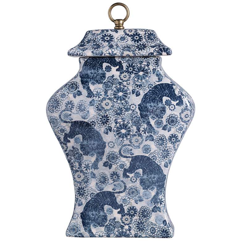 Image 1 Scalamandre Siberian Tiger Blue 20" High Jar w/ Lift-Off Lid