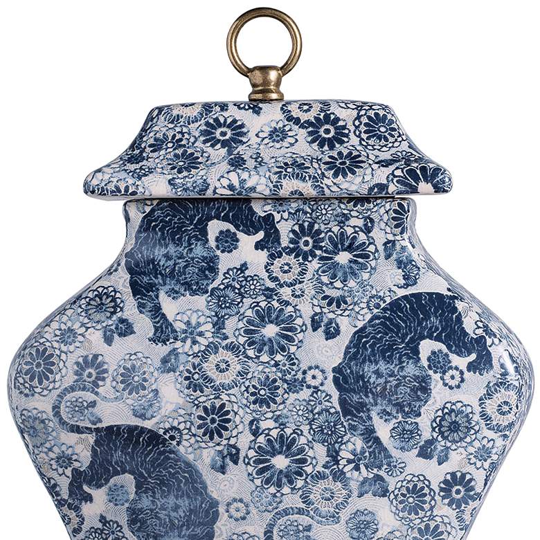Image 2 Scalamandre Siberian Tiger Blue 20" High Jar w/ Lift-Off Lid more views