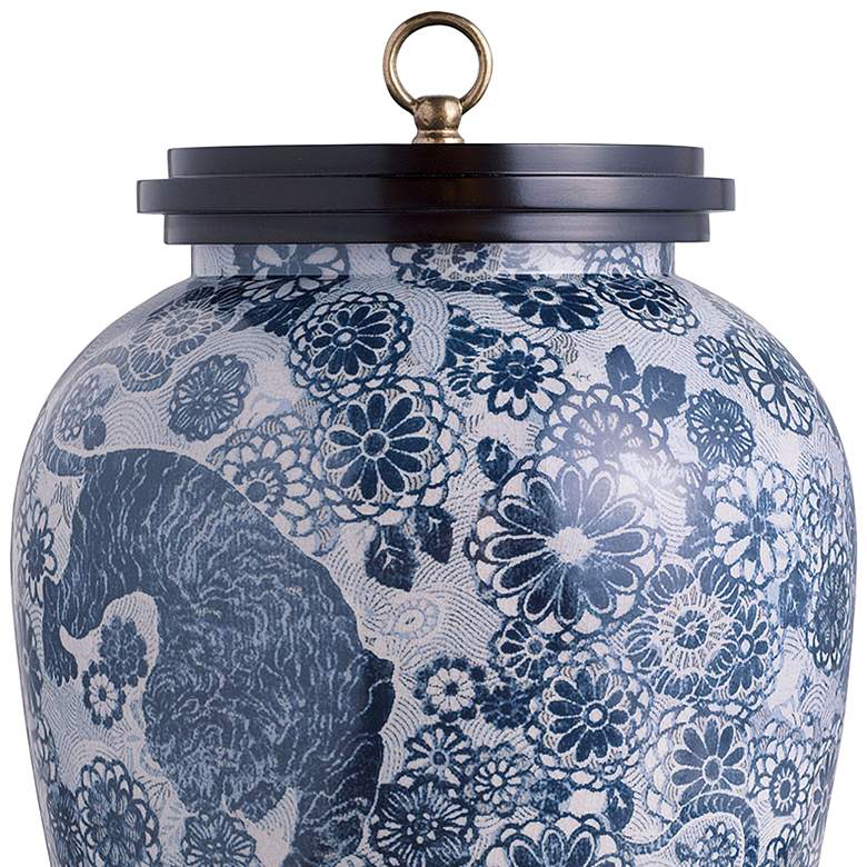 Image 3 Scalamandre Siberian Tiger Blue 21" High Jar w/ Lift-Off Lid more views