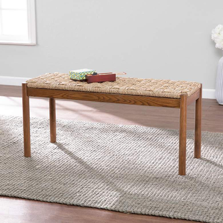 Image 1 Scalby 39 1/4" Wide Brown and Natural Seagrass Bench