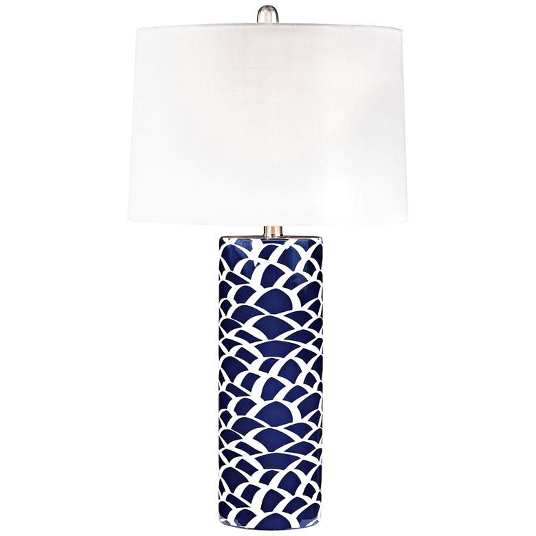 Image 2 Scale Sketch Navy Blue and White Ceramic Table Lamp