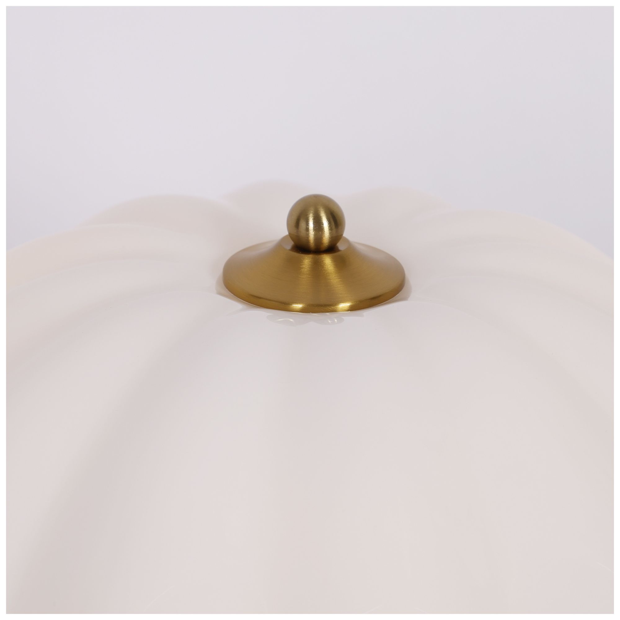 Image 3 Scalloflute Modern Brass 16" Semi Flush Fluted Milk Glass Bowl Ceiling Lamp more views