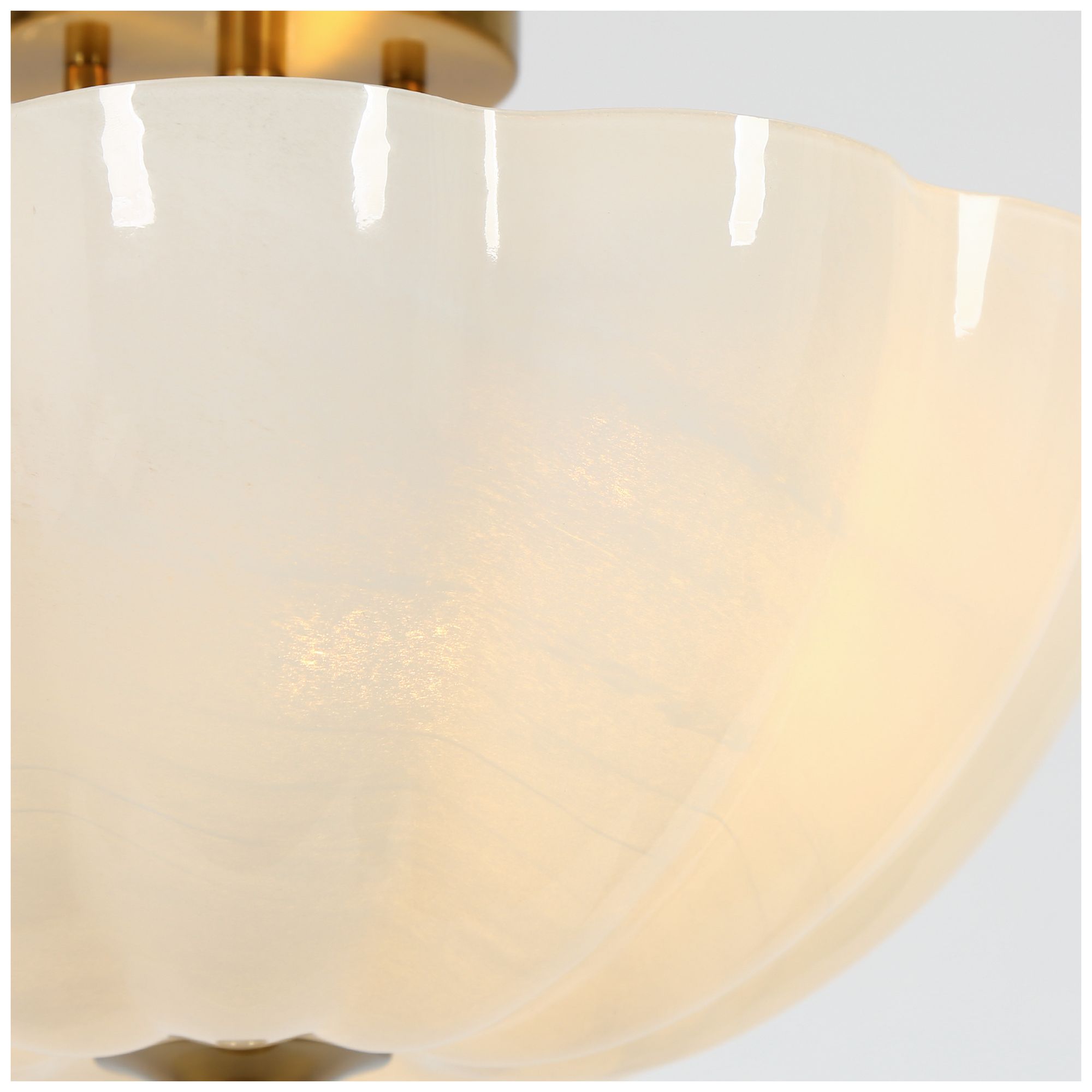 Image 3 Scalloflute Modern Brass 16" Semi Flush Mount Scalloped Cloud Glass more views