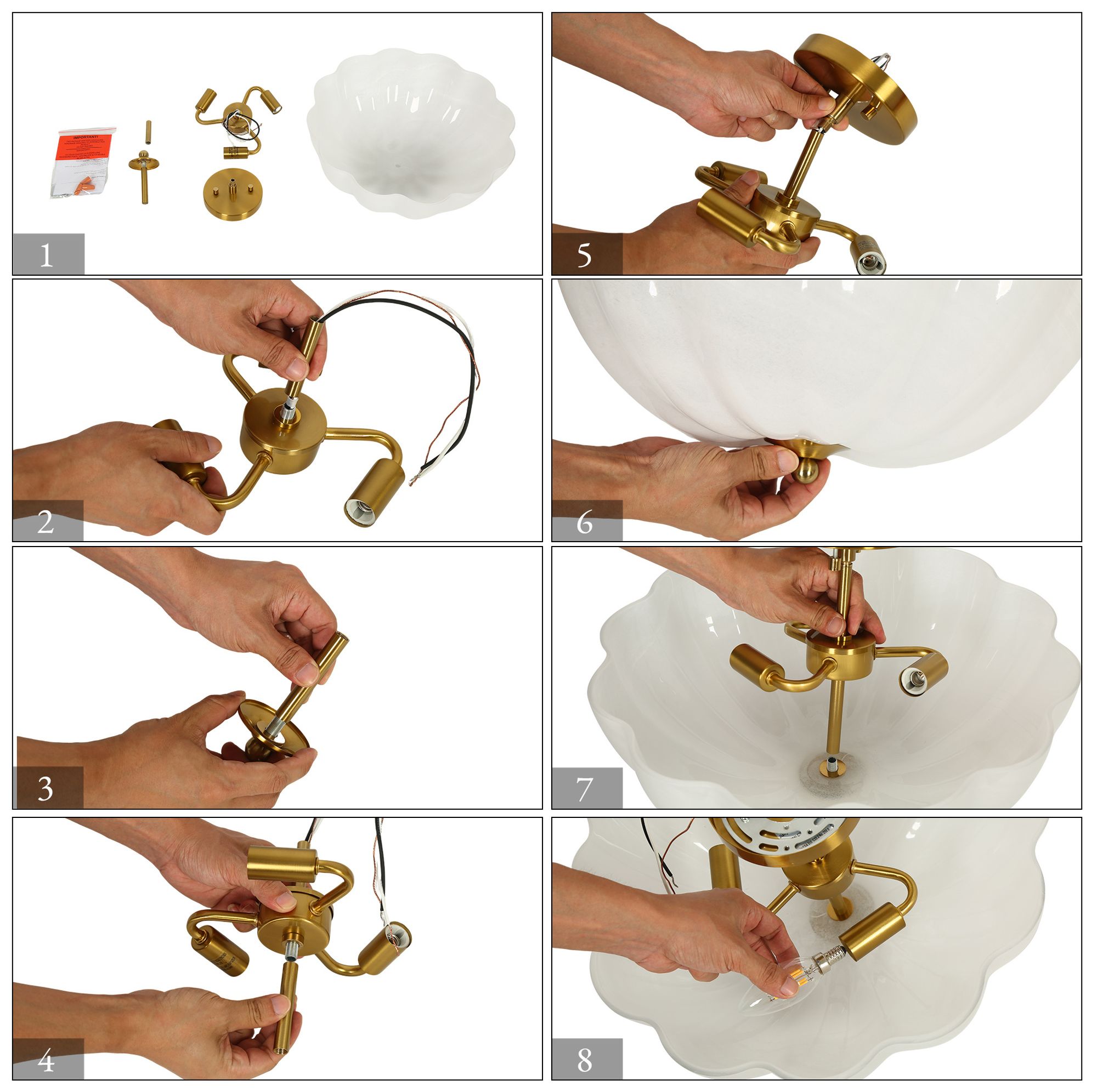Image 4 Scalloflute Modern Brass 16" Semi Flush Mount Scalloped Cloud Glass more views