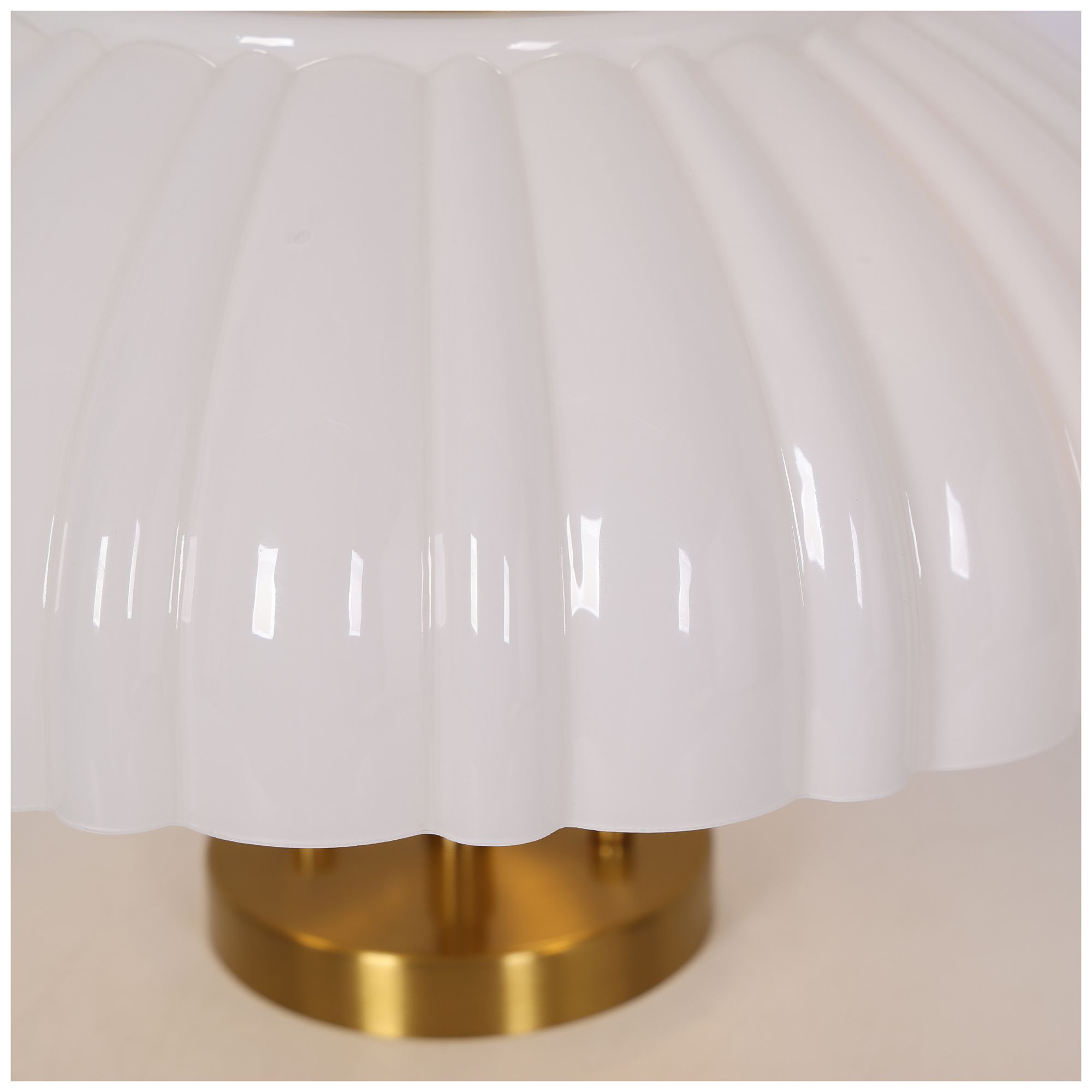 Image 3 Scalloflute Modern Gold 15" Semi Flush Mount Fluted Milk Glass Bowl more views