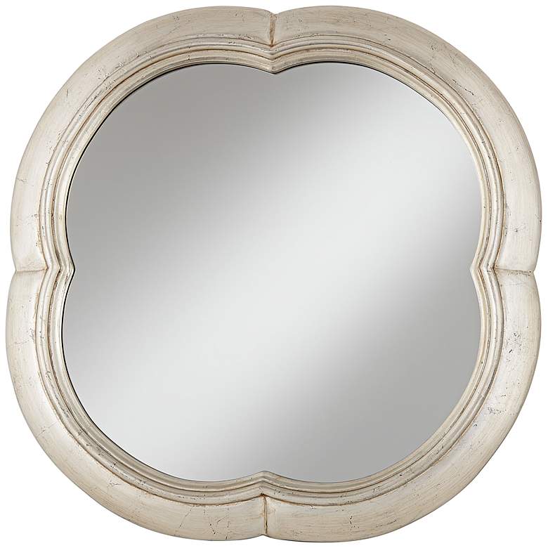 Image 1 Scallop 30 inch Round Antique Silver Wall Mirror