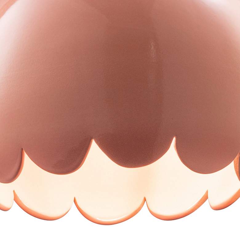 Image 2 Scallop 9" Wide Gloss Blush Ceramic LED Mini Pendant Light more views