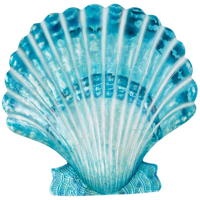 Image 1 Scallop Shell 19 inch Wide Blue Metal Wall Decor